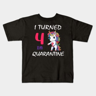 I Turned 4 in quarantine Cute Unicorn Kids T-Shirt